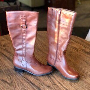 Brown St. John's Bay Genuine Leather Riding Boots 8 BRAND NEW